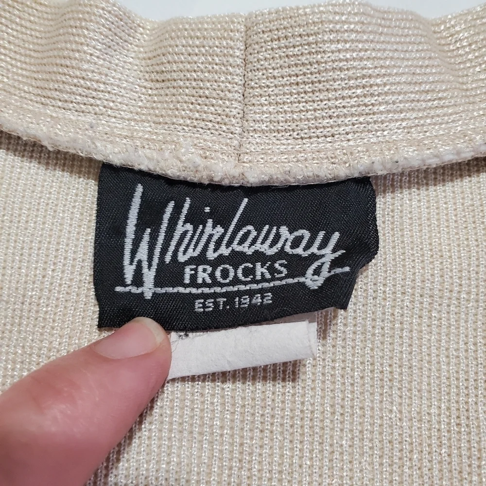 7316 * Whirlaway Frocks Vintage Tank Dress & Cardigan Jacket Set Cream Size 8 - Picture 11 of 16